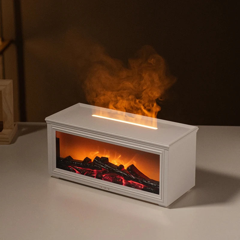 Mini Flame Essential Oil Diffuser & Humidifier – 7-Color LED Fireplace Aromatherapy Lamp