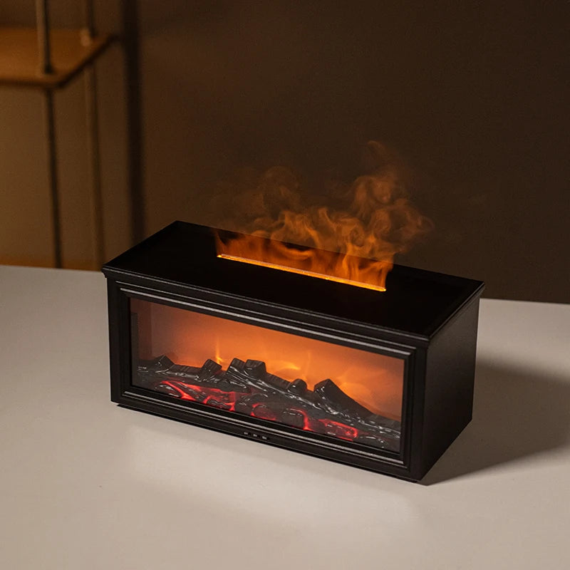 Mini Flame Essential Oil Diffuser & Humidifier – 7-Color LED Fireplace Aromatherapy Lamp