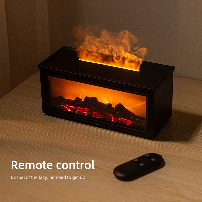 Mini Flame Essential Oil Diffuser & Humidifier – 7-Color LED Fireplace Aromatherapy Lamp