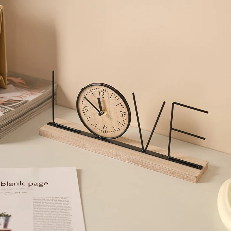 European Creative Wooden Desktop Clock – Home & Office Decoration