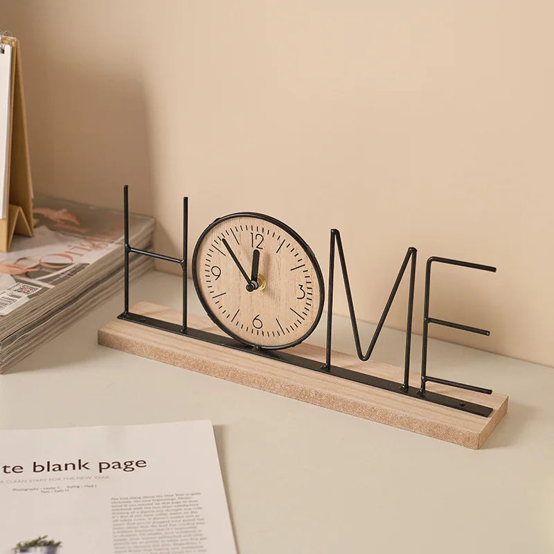 European Creative Wooden Desktop Clock – Home & Office Decoration