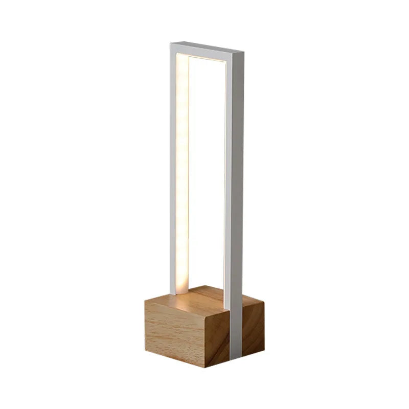 Modern Minimalist Bedside Lamp – Solid Wood & Iron Night Light