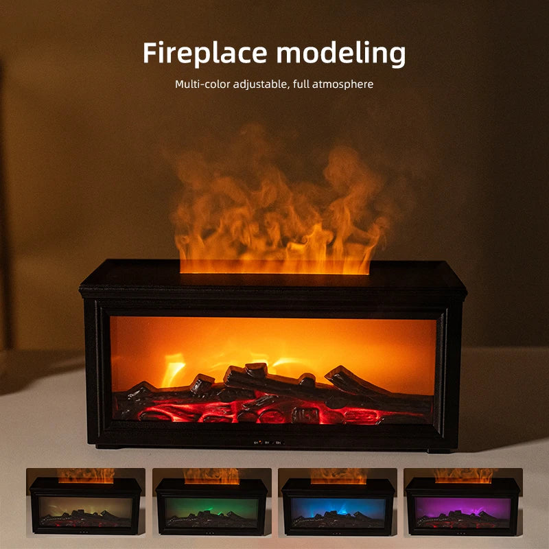 Mini Flame Essential Oil Diffuser & Humidifier – 7-Color LED Fireplace Aromatherapy Lamp