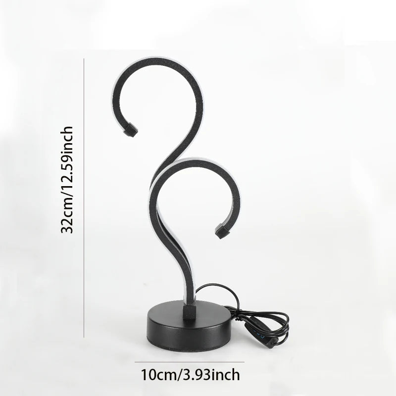 Creative Double Question Mark LED Desk Lamp – USB Powered, 3-Color Dimming, Modern Bedroom Nightlight