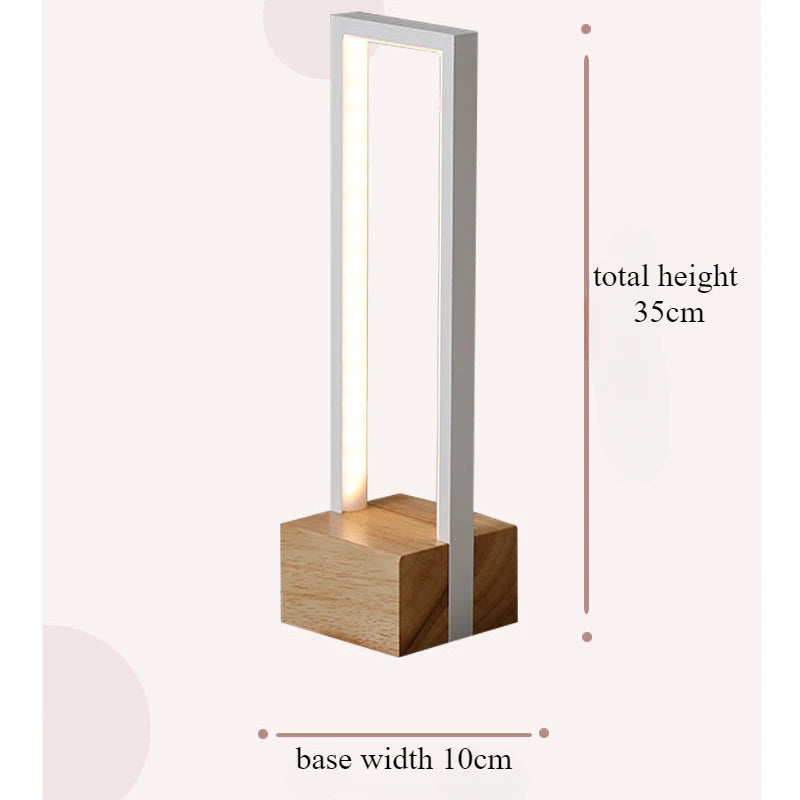 Modern Minimalist Bedside Lamp – Solid Wood & Iron Night Light