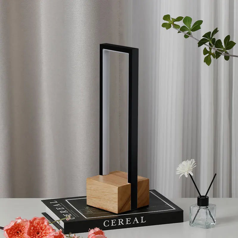 Modern Minimalist Bedside Lamp – Solid Wood & Iron Night Light