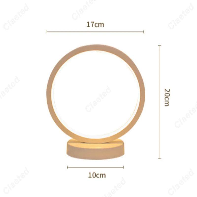 Minimalist LED Circle Table Lamp – 3 Color Touch Control (White/Black)