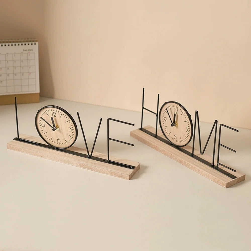 European Creative Wooden Desktop Clock – Home & Office Decoration