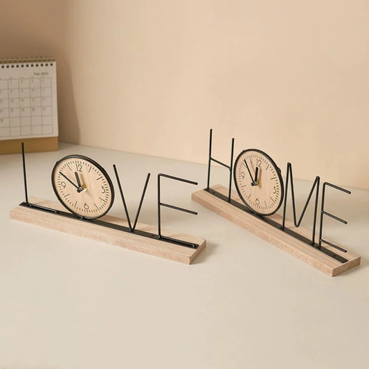 European Creative Wooden Desktop Clock – Home & Office Decoration