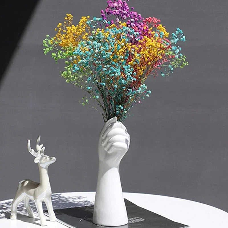 Nordic Ceramic Hand Vase – Creative Modern Floral Decor