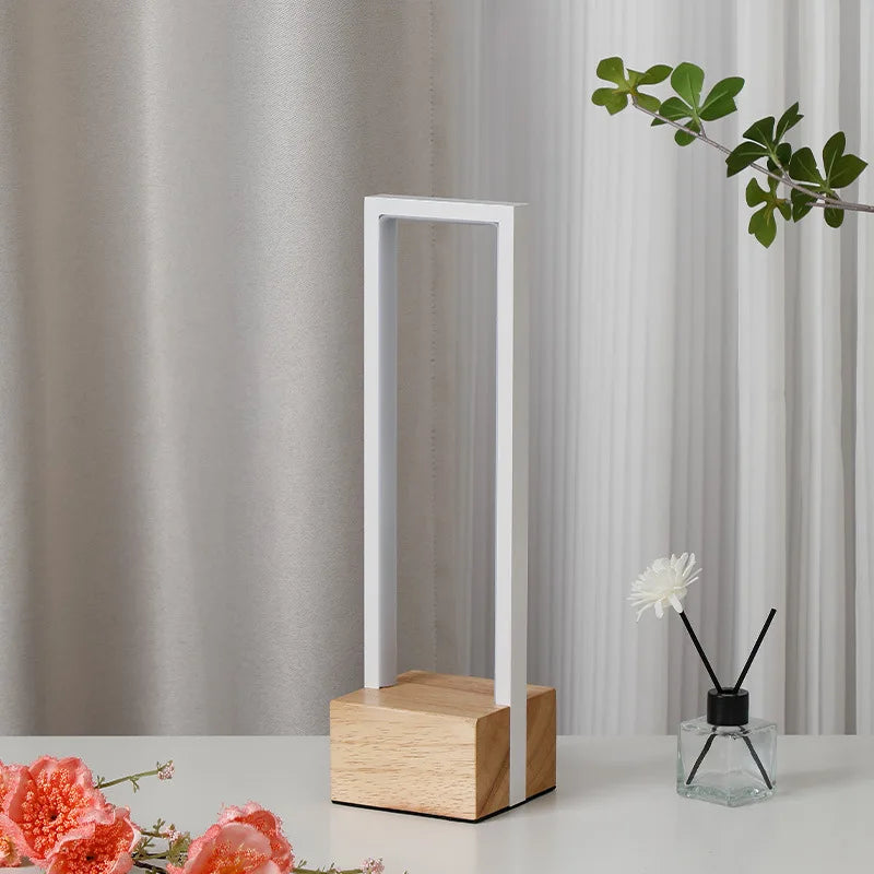 Modern Minimalist Bedside Lamp – Solid Wood & Iron Night Light
